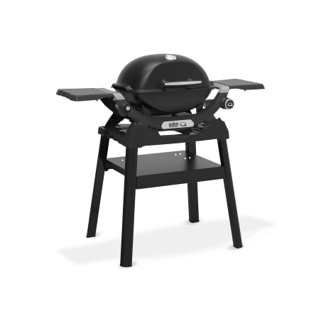 Barbacoa de gas Q 1200N con mesas laterales y soporte compacto