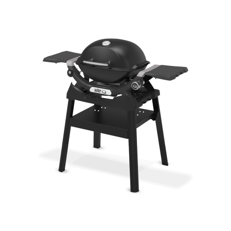Barbacoa de gas Q 1200N con mesas laterales y soporte compacto